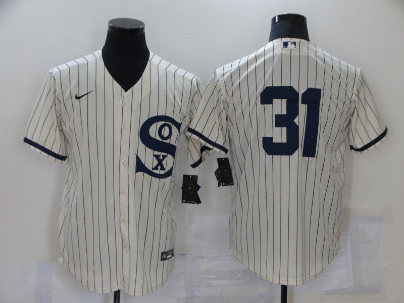 Men Chicago White Sox #31 No Name Cream stripe Dream version Game Nike 2021 MLB Jersey